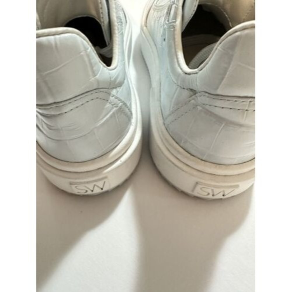 Stuart Weitzman Ryan Croc-Embossed Leather Low - Top Sneaker Light Blue 6 - Picture 9 of 11
